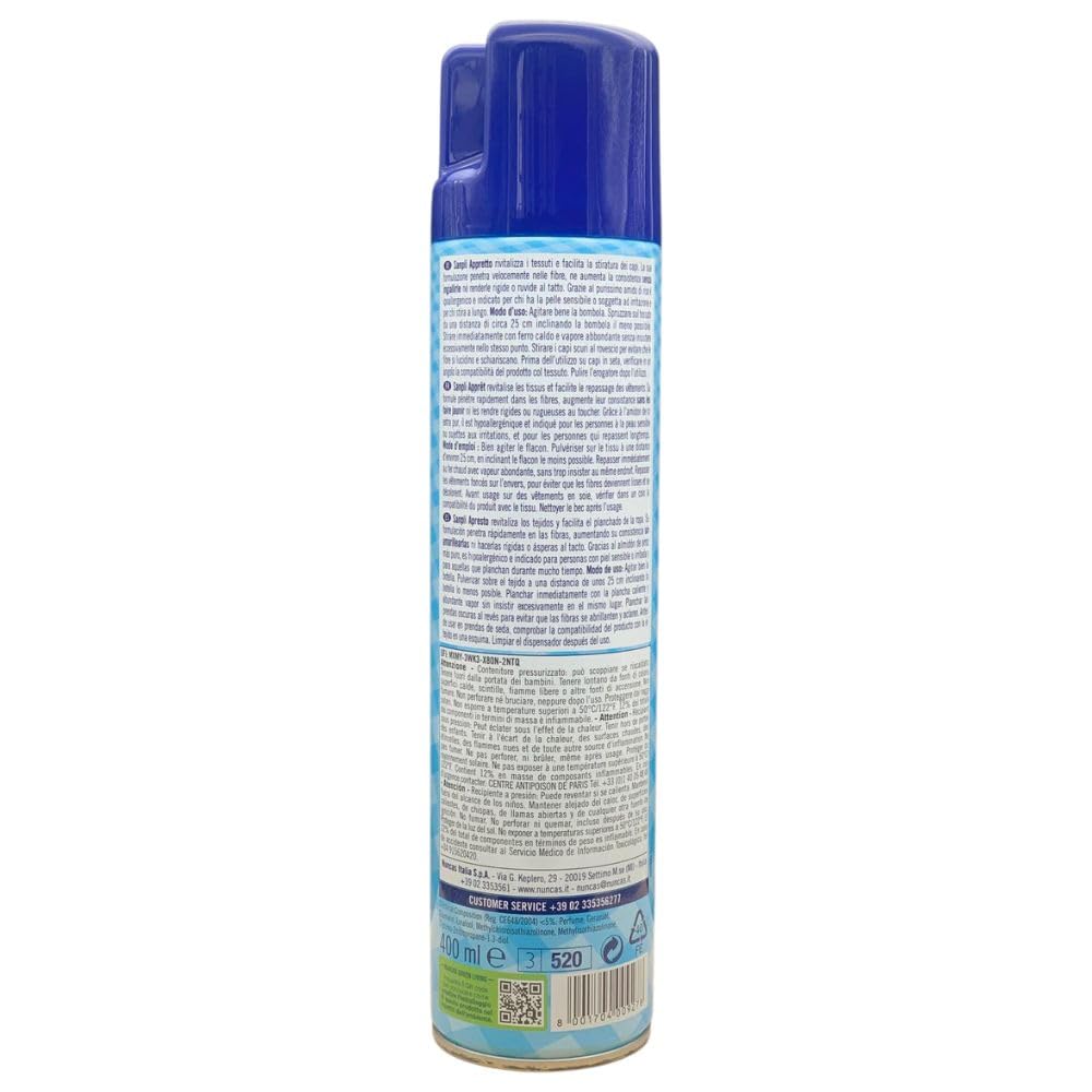 FEI FAN Appretto Ipoallergenico con Amido di Riso, Facilita la Stiratura e Dona Consistenza, 400ml (3 Spray)