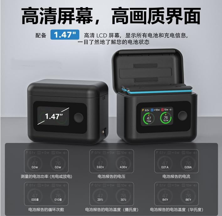 Fast Battery Charger for Insta360 X5,Simultaneous Charging of 2 Batteries with LED Display, Supports PD Fast Charging with Misro SD Card Slot and Lanyard (Batteries No Included)