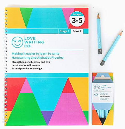 Love Writing Co. Learn To Write Pack 2 - Age 3-5 Years-Pack Of 5 Kids Pencils, Handwriting and Alphabet Practice Stage 1 Book 2 | Pencil Control and Grip | Phonics | SEN