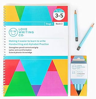 Love Writing Co. Learn To Write Pack 2 - Age 3-5 Years-Pack Of 5 Kids Pencils, Handwriting and Alphabet Practice Stage 1 Book 2 | Pencil Control and Grip | Phonics | SEN