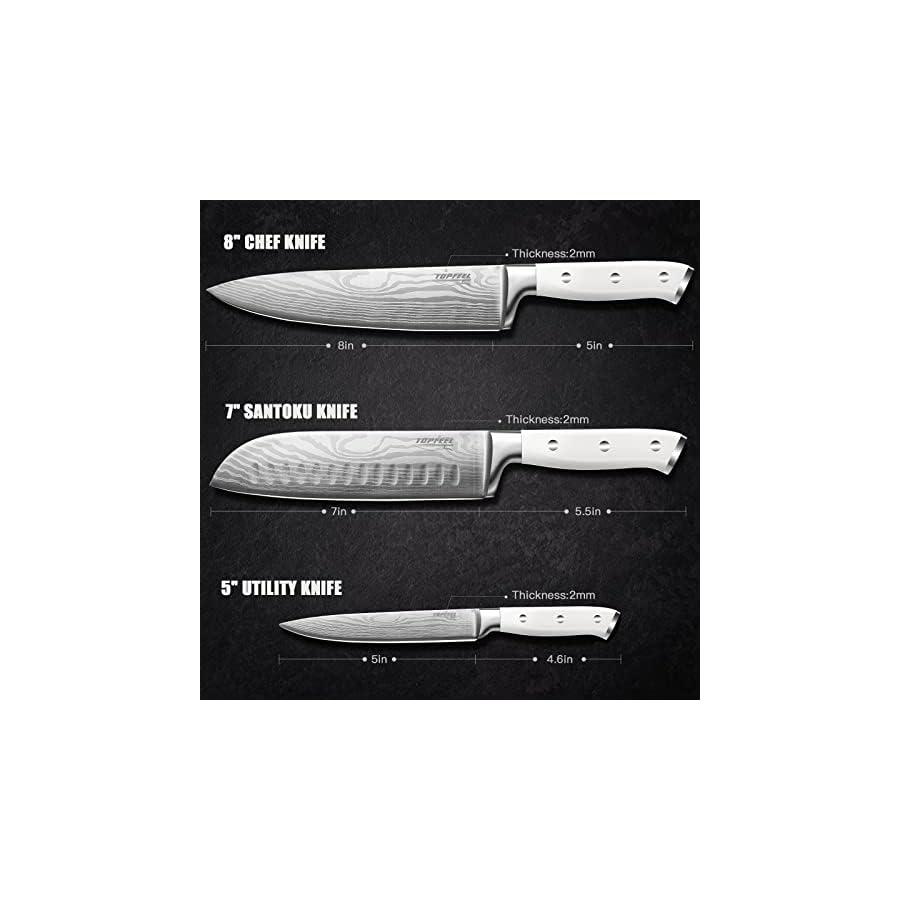 Professional-Chef-Knife-Set-7CR17MOV-German-High-Carbon-Stainless-Steel-Japanese-Knives-3PCS-8-Chefs-Knife-7Santoku-Knife-5-Utility-Knife-White-Sharp-Kitchen-Knife-Set-with-Gift-Box Topfeel 3PCS Professional Chef Knife Set, Ultra Sharp Japanese Kitchen Knife, German High Carbon Stainless Steel 8 inch chef's knives 7 inch Santoku Knife 5 inch Utility Knife with Gift Box