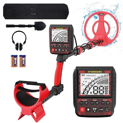 ATODEKARU Metal Detector for Adults Waterproof - Professional Higher Accuracy Gold Detector with LCD Display, Aluminum Alloy Stem5 Mode, Advanced DSP Chip 10" Coil Metal Detectors - AT022…