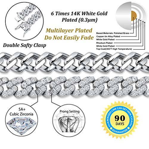 Topgrillz 8Mm Cuban Link Anklets For Women 6 Times 14K Gold Plated Fashion Foot Jewelry Gift (White Gold, 10) #TOP1