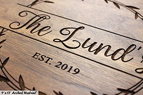 Personalized Cutting Board Custom Engraved Classic Wreath Design (#040) Wedding Or Anniversary-Housewarming Or Corporate Gift Usa Handmade By Wedding Gift Boutique #TOP7