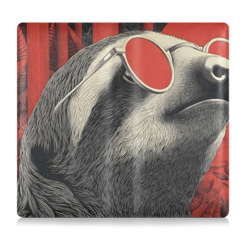 Car Registration and Insurance Holders Sloth Red Print, PU Leather for License Documents Cards2