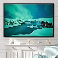 Framed Canvas Wall Art Dayspring Astronomy & Space Contemporary Cosmic Dramatic Green Group Photography Realism - 16x24 inches