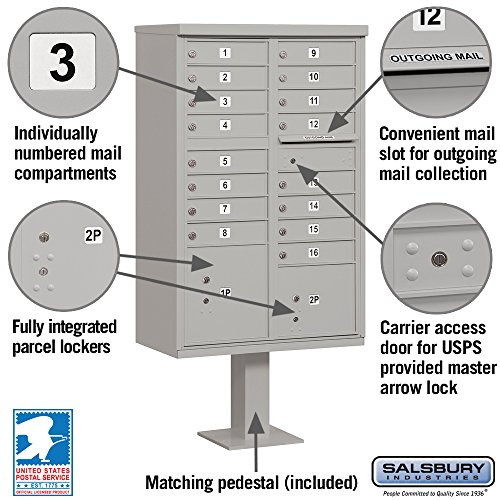 16 A Size Doors, Usps Access Type Iii Cluster Box Unit, Gray & 3308Gry-U 8 A Size Doors,Type I Cluster Box Unit, Gray, For Use With The Usps Lock #TOP2