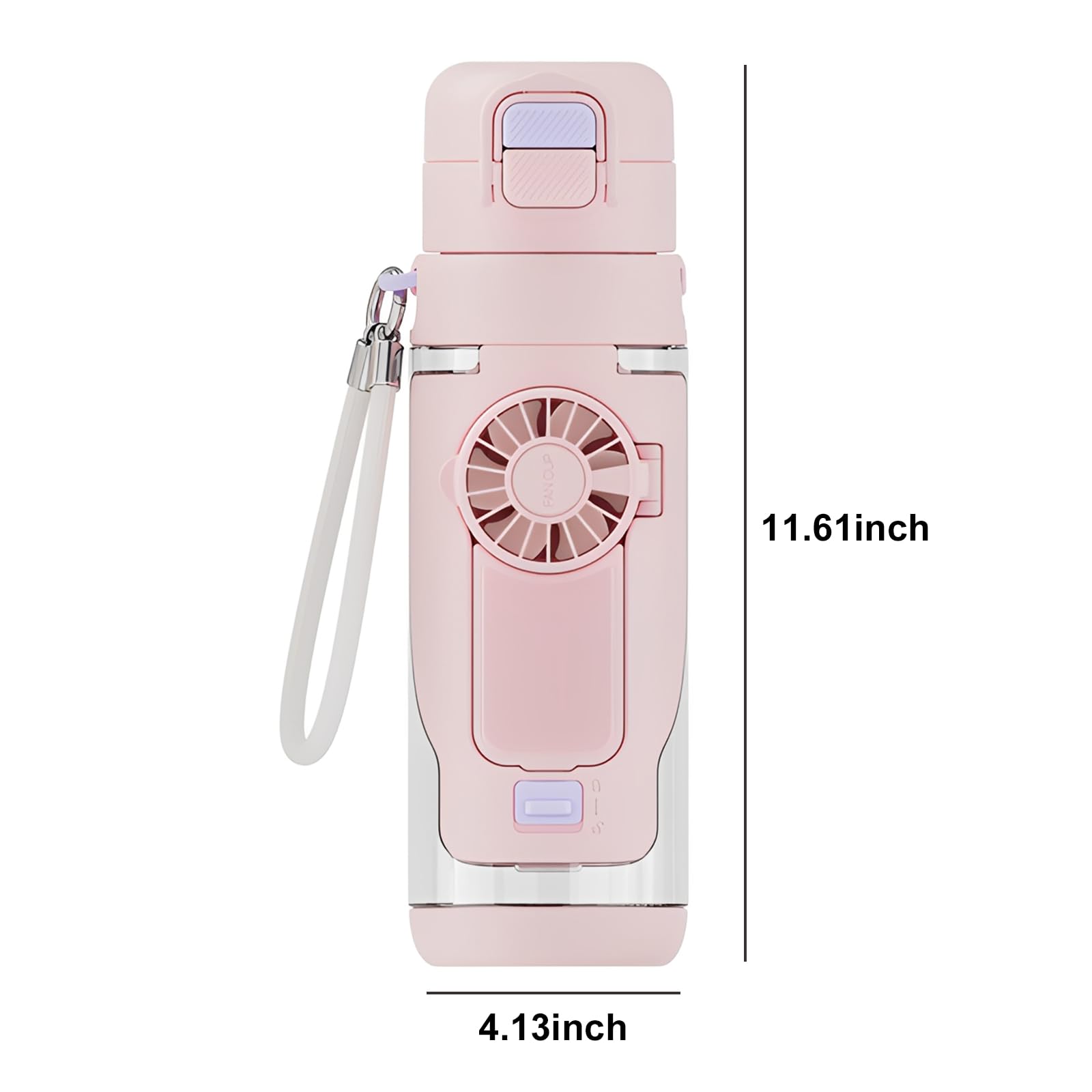 2-in-1 Sommer-Trinkbecher mit abnehmbarem 3-Gang-Handventilator, transparent, kreativ, auslaufsicher, Wasserbecher für Outdoor, Fitnessstudio, Reisen