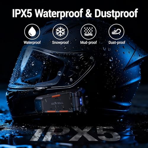 Image of EDYELL Motorcycle Helmet Bluetooth Headset,C2 Motorcycle Helmet Speakers with HiFi Sound,Group Communication System,IPX5 Waterproof /Call /Music /Noise Cancellation,Suitable for Riding /Snowmobile /Cycling