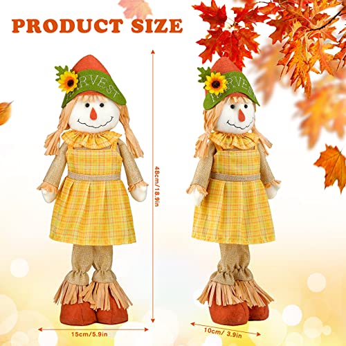 20 Inches Height Thanksgiving Scarecrow Standing Fall Scarecrow Boy And Girl Set Decoration Rustic Happy Harvest Scarecrow Autumn Statue Decoration For Garden Outdoor Home Yard Porch Decor #TOP1