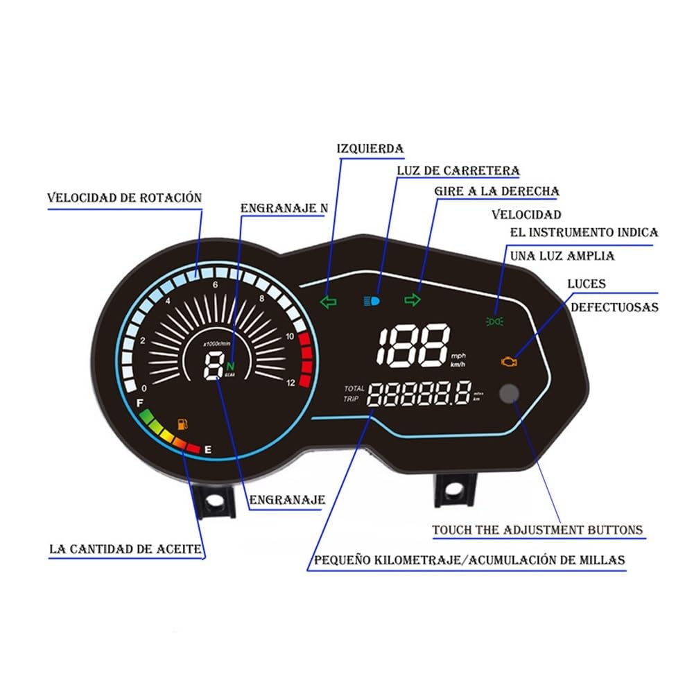 Velocímetro Digital para motocicleta, medidor de código | Velocímetro digital para motocicleta, medidor de código electrónico universal, tacómetro y pantalla para Italika 150z