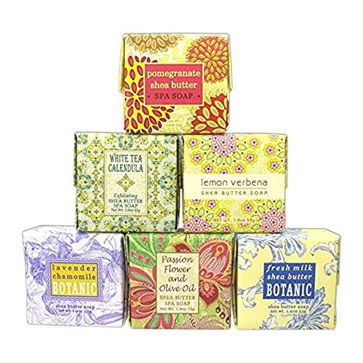 Bundle of 6 Greenwich Bay Trading Co. Soaps - 1.9oz Soaps in The Following Scents: Fresh Milk, Lemon Verbena, White Tea Calendula, Lavender Chamomile, Pomegranate Shea Butter, and Passion Flower and