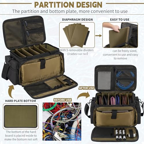Image of AKOZLIN Cable File Bag with Dividers for Sound Instrument Accessories