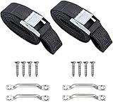78in Battery Tie Down Strap, Battery Box Hold Down Lashing Straps Kit with Stainless Steel Cam Buckle, Stainless Steel Deck Loop Mounts, SS Screws