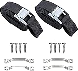 78'' Battery Tie Down Strap, Battery Box Hold Down Lashing Straps Kit with Stainless Steel Cam Buckle, Stainless Steel Deck Loop Mounts, SS Screws