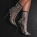 azmodo Women Bling Rhinestones Multi Colour Diamante Detail Stiletto Heel Ankle Sock Boot In Black Fishnet Pointed Toe Heeled Sandals Shoes (numeric_8_point_5)