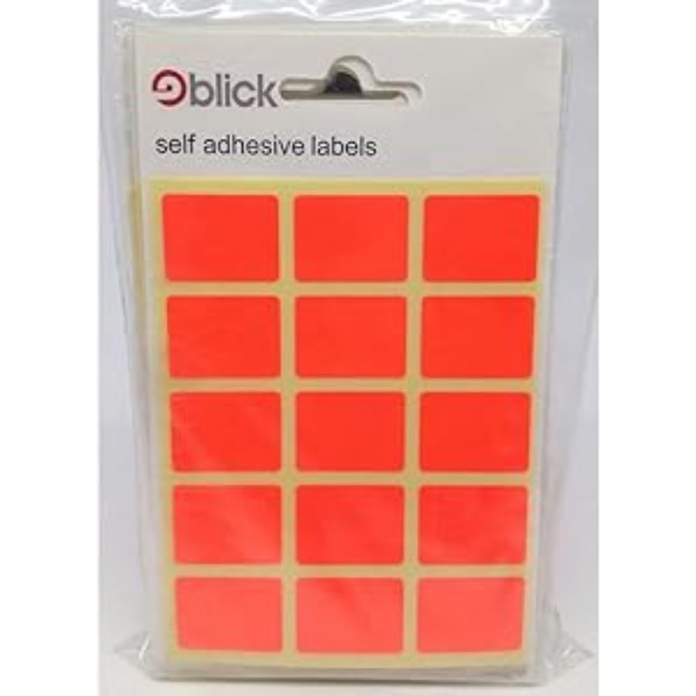 Blick Labels, Red, Self Adhesive Stickers, Rectangular, 19mm x 25mm, 105 Labels, for Home, Office, Family, School, Holiday Calendar Organising, Planner, Rewards Chart, Colour Coding