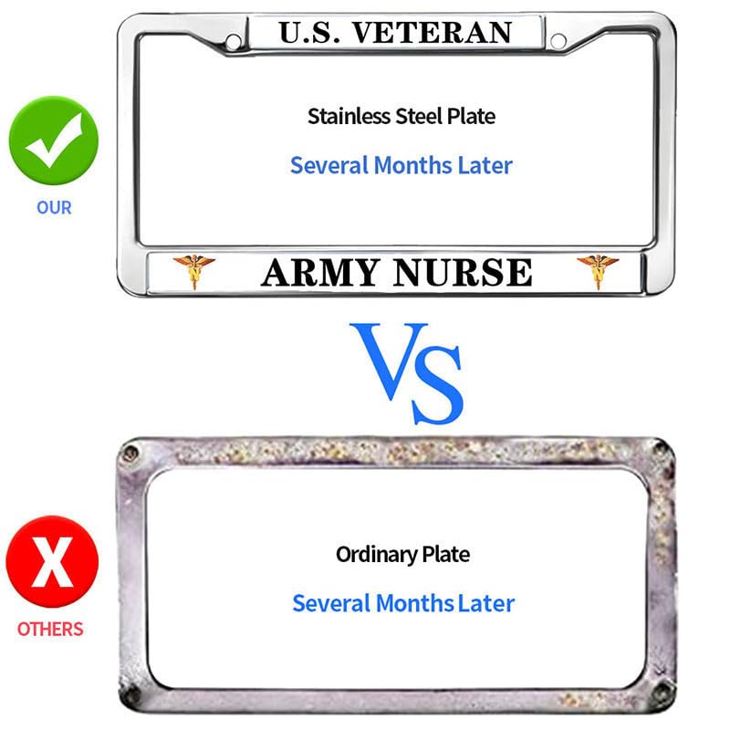 Image of Military Nurse Veteran License Plate Frame - Military Medical Service Car Accessory
