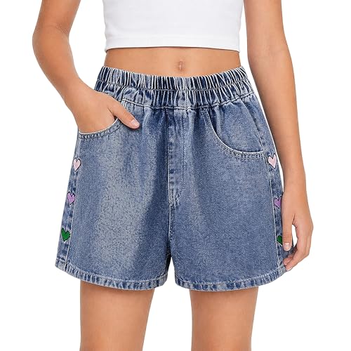 Pantalones cortos de mezclilla para niñas elásticos que solucionan el roce y la rigidez