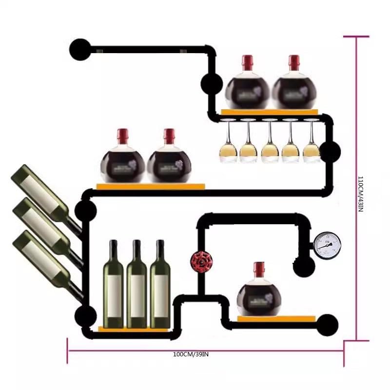 Botelleros Enfriador de Vino Creativo, Estante de Vino montado en la Pared for el hogar, Estilo Industrial, Estante de Pared de Tubo de Hierro, decoración Botellero de Vino Mesa