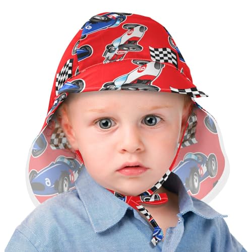 Baby Sun Hat for Girls Boys Unique Sports Cars Printed, Toddler Beach Bucket Hats Funny Racecar Blue for Camping Travel Outdoor 2-4T2