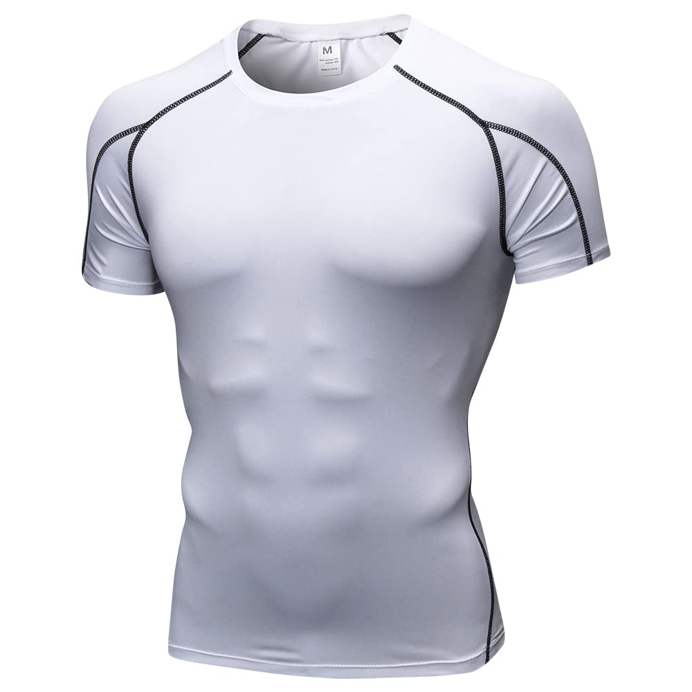 CICI FIVE Men's Compression Shirt Short Sleeve Athletic Compression Tops Cool Dry Undershirts Baselayer Gym Workout T Shirt