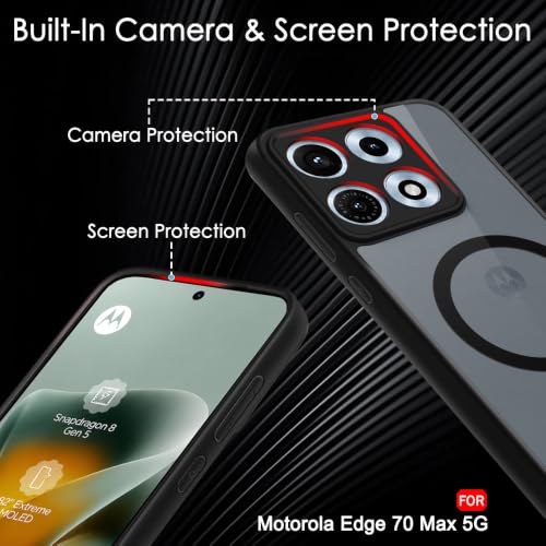 Image of TheGiftKart Hybrid Shockproof Back Cover Case for Motorola Moto Edge 70 Max 5G | Hard Back Cover Case for Motorola Edge 70 Max (PC & TPU, MagSafe Compatible, Translucent Smoke Matte Back, Black Sides)