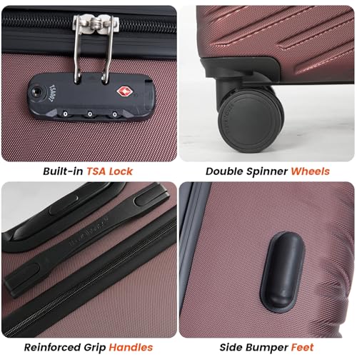 Image of Travelhouse 9-Piece Hardshell Luggage Set with Spinner Wheels & TSA Lock | Lightweight ABS suitcase set: 16 inch, 20 inch, 24 inch, 28 inch hardside suitcases + tote bag + packing cubes