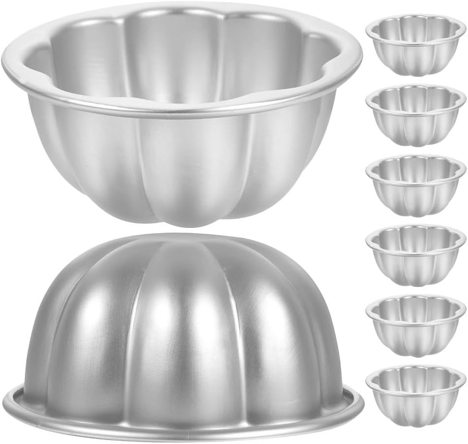 NUOBESTY 8pcs Aluminum Alloy Flan Mold Non-stick Egg Tart Tartlet Pudding Molds - Flower Shape Baking Cups For Muffins Pastries Desserts