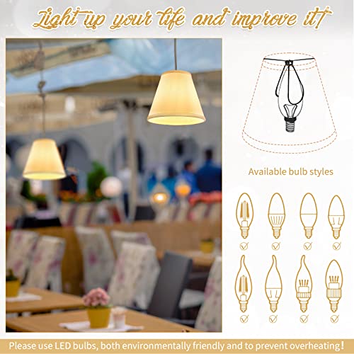 Image of Set of 10 Small Lamp Shade Chandelier Shades Burlap Clip on Lamp Shade 3 inch x 6 inch x 5 inch Rustic Barrel Fabric Lampshade Cover for Table Chandelier Wall Lamp (White)