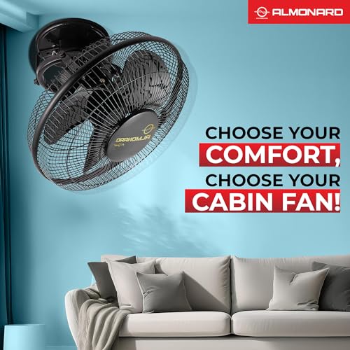 Image of Almonard 225mm High Speed Cabin Fan, High Velocity Blades with Rust-resistant Coating, Single Speed Setting, Cabin Fan for Office, Retail Kiosks, Available in Black