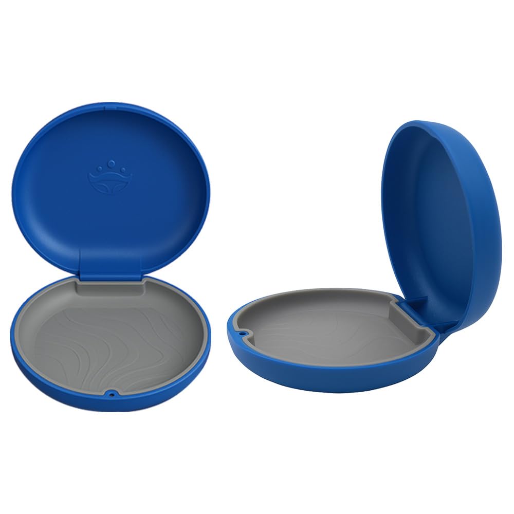 dentosmile slim aligner case/aligner and retainer case/dental orthodontic retainer box - sparkle blue colour with silicone layer (10)