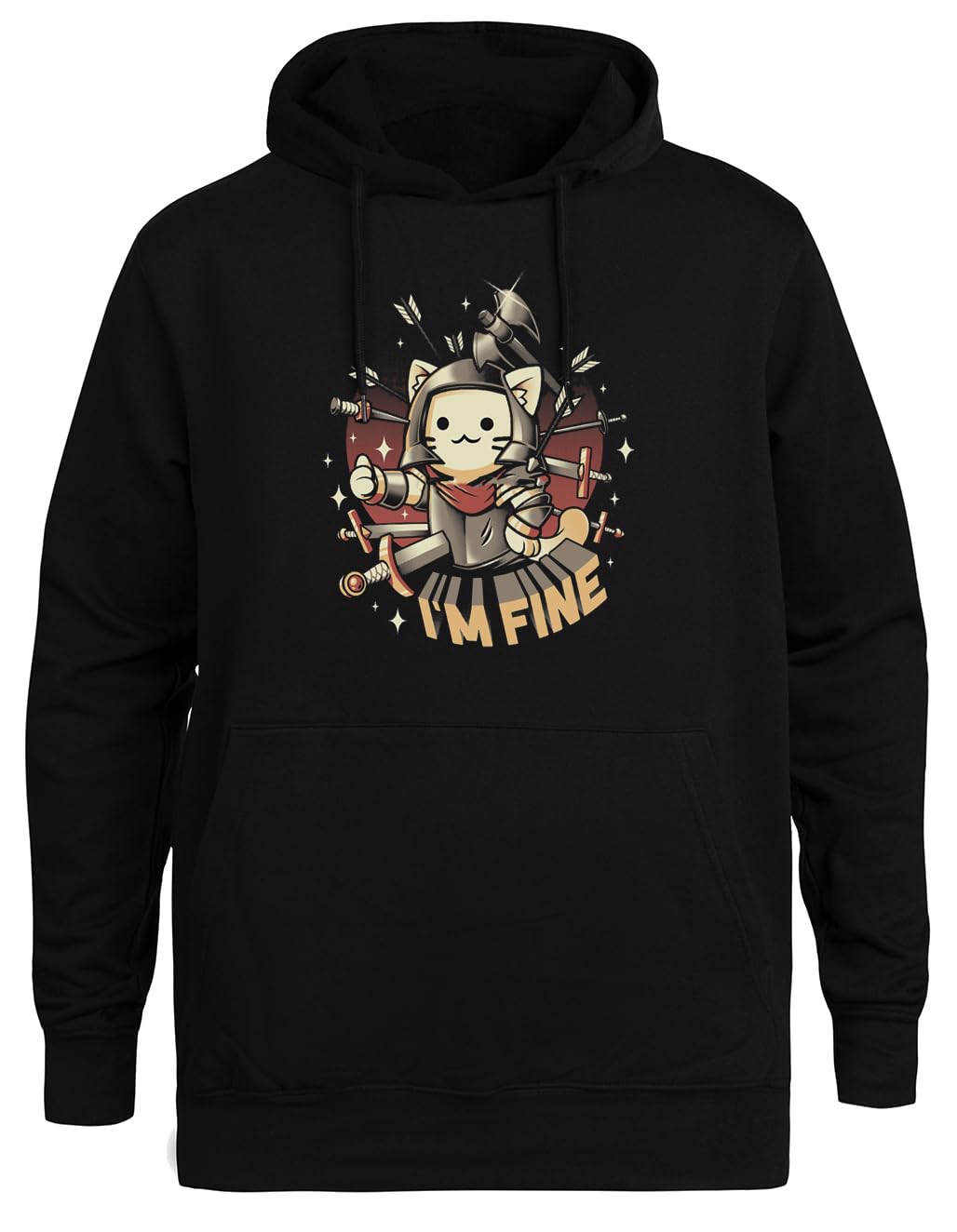Jestem W Porządku Unisex Czarna Bluza Ekologiczna z Kapturem Unisex Black Hoodie Eco-Friendly Hooded Jacket