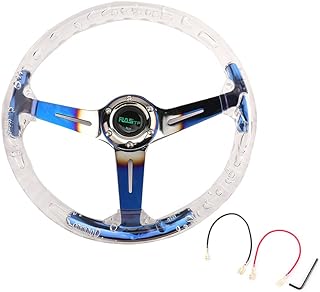 RASTP Acrylic Racing Steering Wheel, Gaming Steering Wheel Universal Fit for Race,Motorsport,Car Sim Driving(Blue)