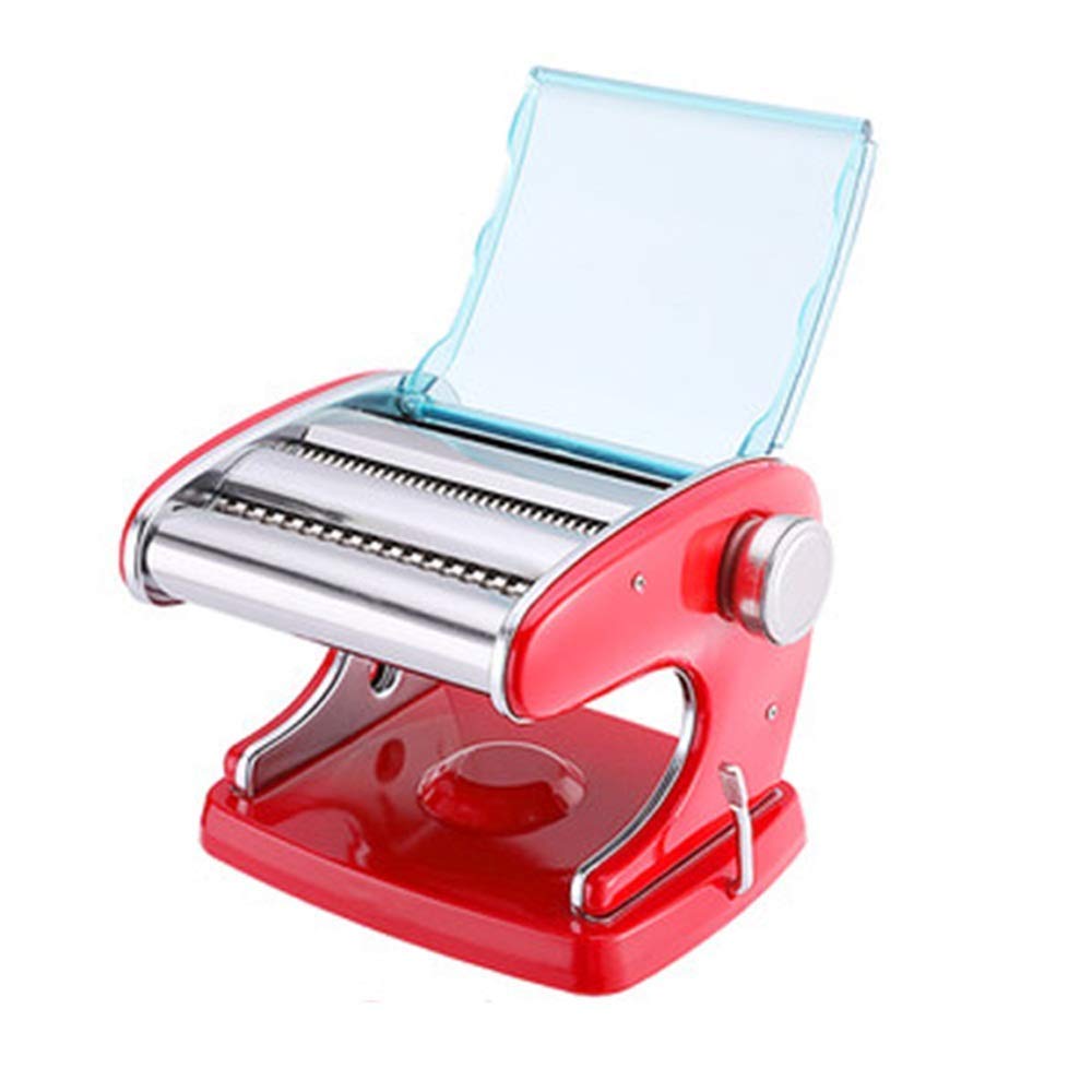 Machine à pâtes Machine à pâtes Machine à nouilles manuelle avec 2 lames 6 réglages d'épaisseur Parfait pour faire des spaghettis frais (Color : Red, Size : 20X17X15CM)