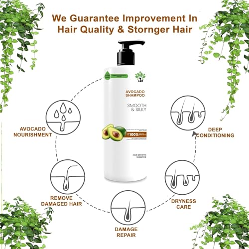 Image of GIR Avocado Shampoo - For Gently cleanses & smoothens| Sulphate & Parabens Free | | Reduces Frizz, Retains Moisture & Conditions Strands | 1L