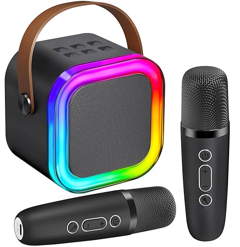 KTV Machine for Kids? High Sound Quality with Easy Connectivity (Blue - 2 Mics)