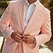 SPTALLFITJSV Pink Striped Suits for Men 2 Piece Two Button Single Breasted Fashion Plus Size Men's Suits Summer Wedding Prom Pinstriped Suit for Men Customized Groomsmen Casual Size 3XL