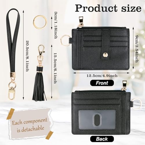 Image of KNGITRYI Small Wristlet Wallets for Women RFID Credit Card Holder Wallet Keychain Wristlet Wallet Credit Card Wallets for Women (Black)