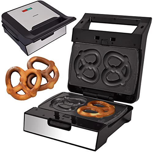Syntrox Germany Maker Brezelbäcker - Brezel Maker für 2 Soft Brezeln mit austauschbaren Platten