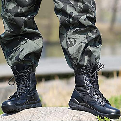 hongrenamz Men's High Rise Waterproof Lace Up Hiking Boots Backpacking Trekking Outdoor Shoes-Black||EU43/US92