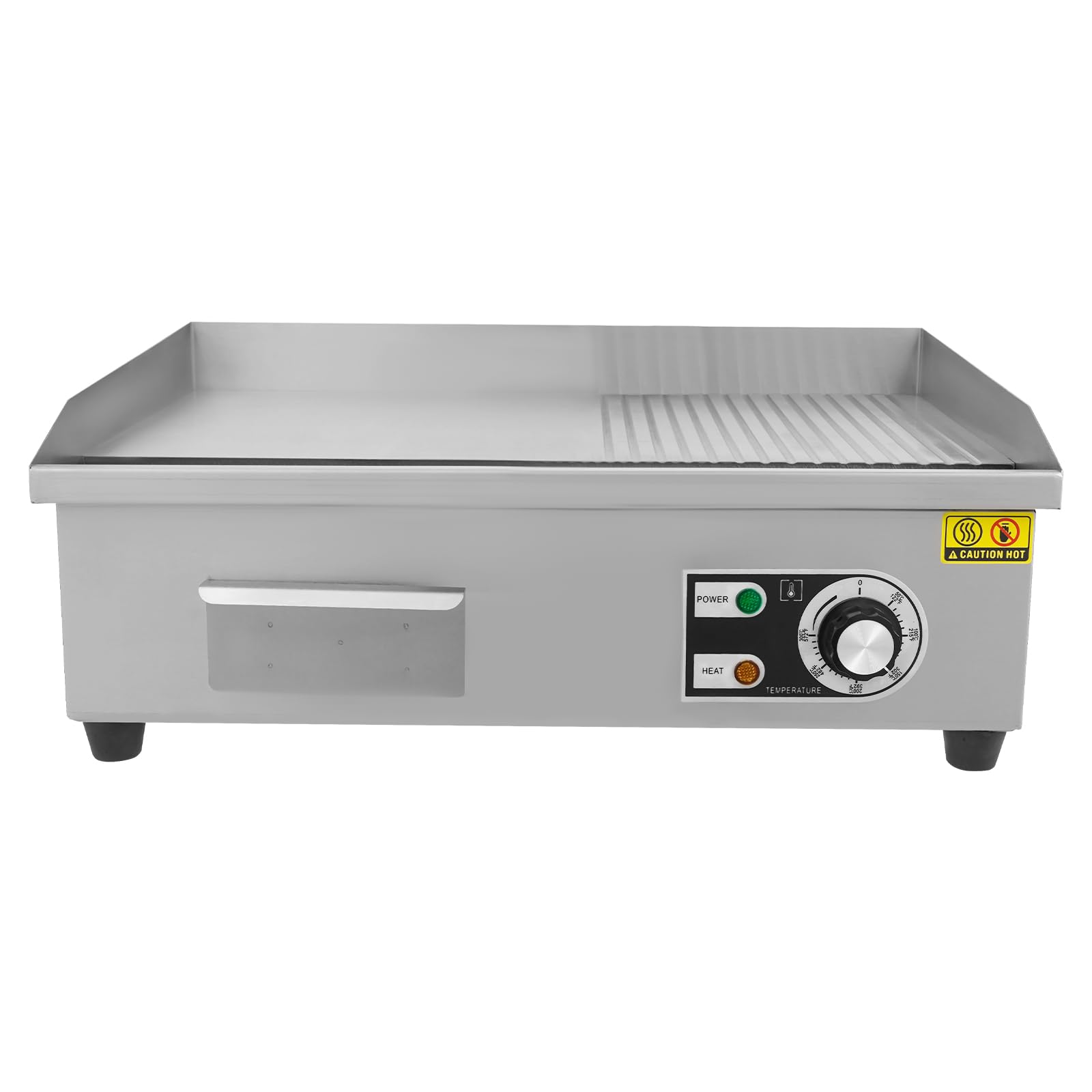 Griglia elettrica da 3000 W, griglia elettrica commerciale, in acciaio inox, temperatura regolabile con protezione grasso, griglia elettrica da tavolo, ciotola per barbecue argento