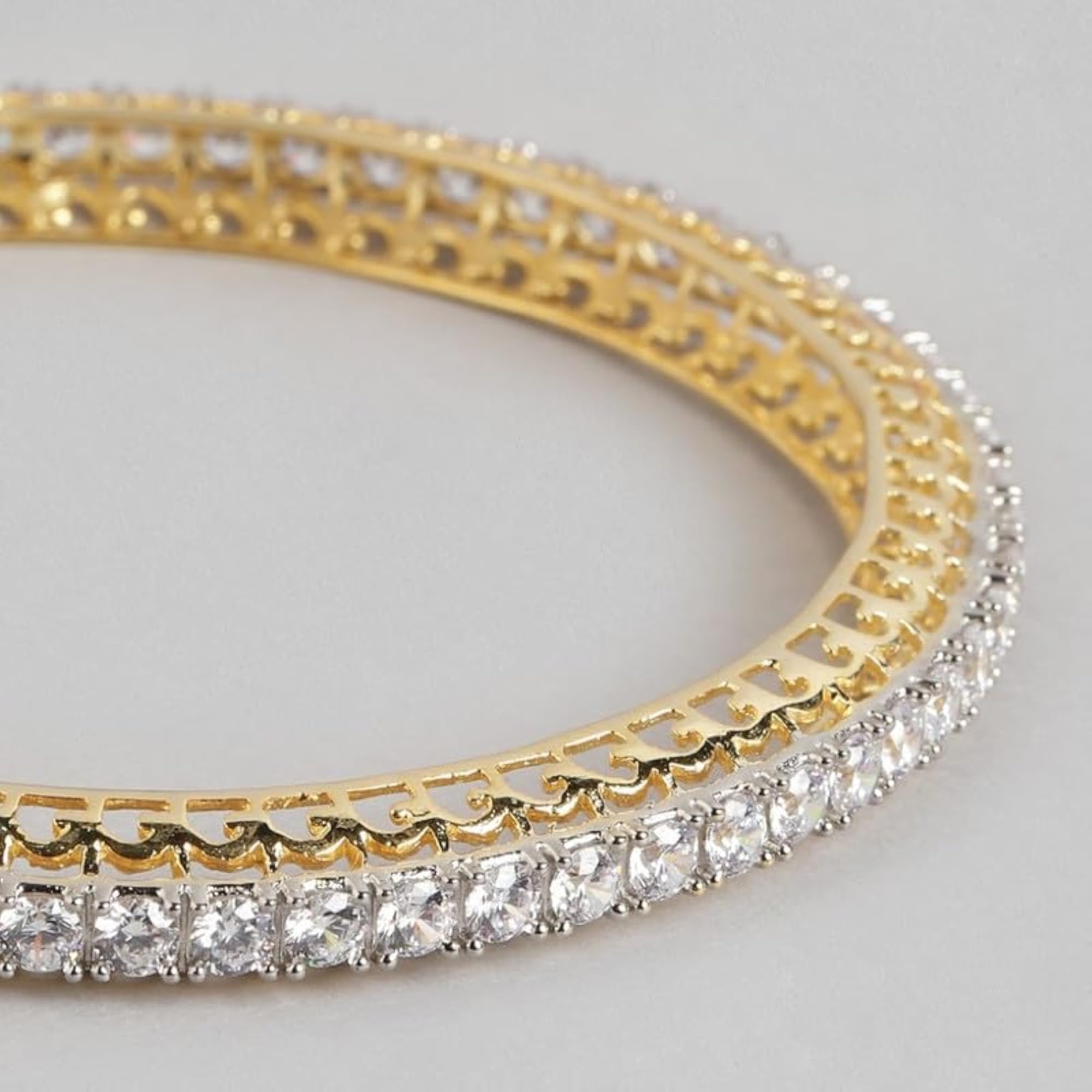 925 Silver CZ Plated Bangle for Women with Stamp