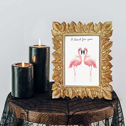 Image of Art Street Table Photo Frame Gold Leaf Design Photoframe Tabletop Picture Frame for Table, Desk, Birthday, Wedding, Return Gift (5 x 7 Inch)