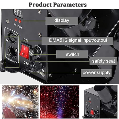 Máquina de cañón de confeti Máquina eléctrica de lanzamiento de confeti - Cañón profesional de 2 cabezales con DMX512 y control remoto para eventos, fiestas, clubes, conciertos