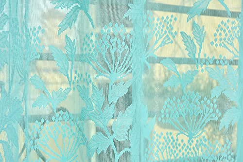 Image of Galaxy Home Decor Transparent Lily Net Curtain Sheer Curtains for Window 6 Feet, Pack of 2, Aqua