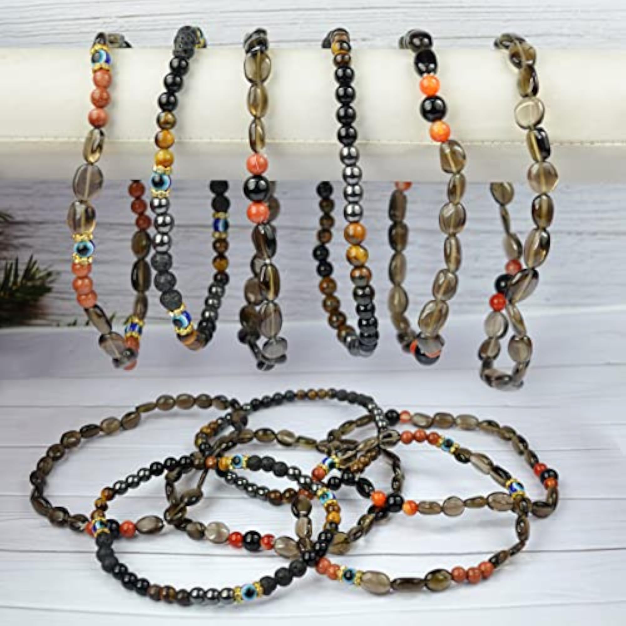 Multi-Colour Crystal Stone Anklet with Green Jade & Aventurine