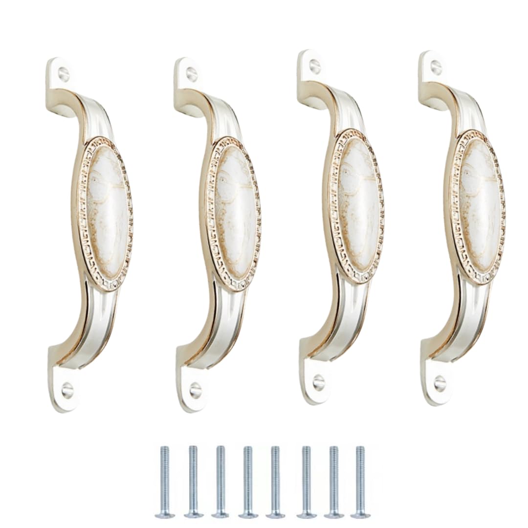 LQZAXSRDR Ceramic Cupboard Drawer Handle Knobs, Ceramic Door Knobs Cabinet Handle Pack of 4 Ivory White Single Hole 96mm/128mm(96mm)