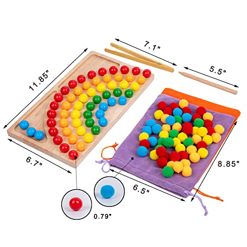 Image of Montessori Wooden Board Bead Game,Beads Counting for Kids,Fine Motor Toys-Number Handwriting Tracking Board-Early Tooders Rainbow Sorting Beads Montessori Toys for 3+ Years Old,Gifts for Boys Girls