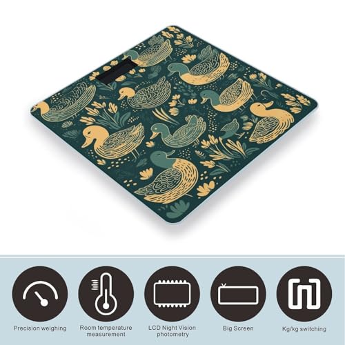 Báscula de baño digital JTREHY con patrón verde y vidrio templado miniatura 3